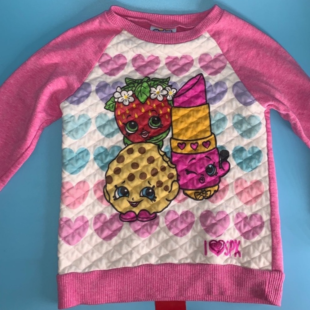 Shopkins pink quilted front sweatshirt sz 4